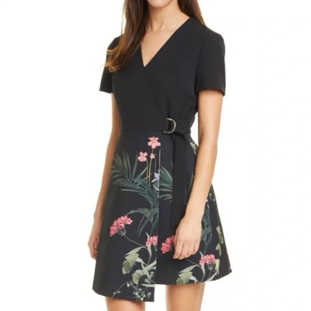 Ted Baker London Mizalia Wrap Detail Skater Dress - Picture 1 of 6